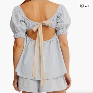 Free People Light Blue Babydoll Top with shorts large